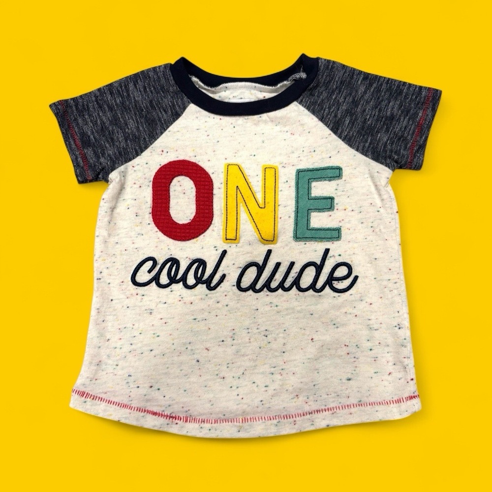Mud Pie 12-18M Boys 1st Birthday Tee ONE COOL DUDE Short‎ Sleeve Tee